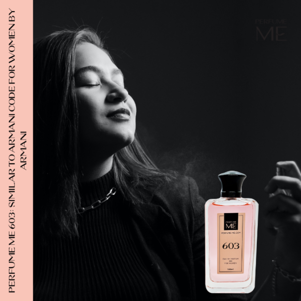 Luxury fragrance PerfumeME 603 with human model