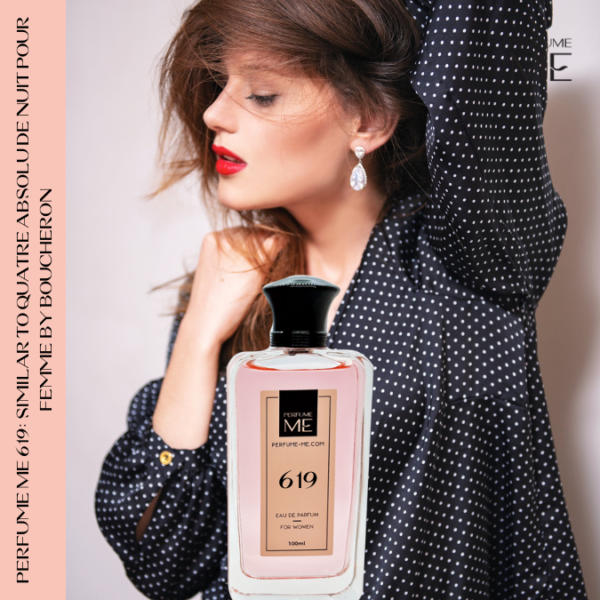 Luxury fragrance PerfumeME 619 with human model